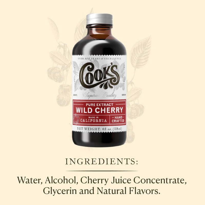 Cook's, Wild Cherry Extract for Baking, Preserves, Syrup, Cookies, Cakes,