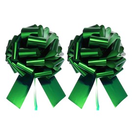 sourcing map 2pcs 12"/30cm Car Extra Giant Large Pull Bow Christmas Metallic Gift Wrapping Bows Ribbon for Wedding Car Baskets Presents Big Gift Bow, Dark Green