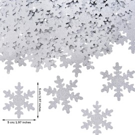 100 Pieces Snowflake Confetti Double-sided Sprinkles Christmas Snowflake Confetti Glitter Snowflake Confetti Decoration for Christmas Baby Shower Birthday Party Supplies (Silver)