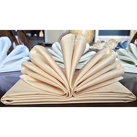 Atlas Kitchen Dinner Napkins Cloth GOLDISH BEIGE 18x18 Bulk 100% Natural Pima Cotton Sateen Linens for Events, Weddings and Dinner - Set of 8