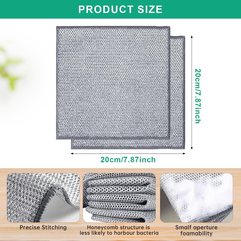 BTIFU 10 Pcs Multipurpose Non Scratch Wire Dishcloth, Reusable Wire