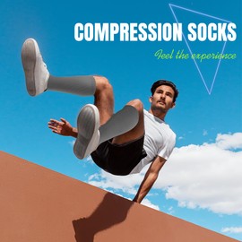 Open Toe Compression Socks Women & Men-3 Pairs 20-30 mmHg Knee High Stockings for Circulation Support