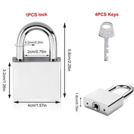 Padlock 40 mm with 4 Keys, Locks with Keys, Padlock for Locker, Shed, Garages, Fences, Garden