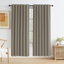 KEQIAOSUOCAI Taupe Blackout Curtains Linen 72 Inch Length Set of 2 Panels Back Tab Rod Pocket Hook Belt Rustic Farmhouse Country Vintage Decor Curtains for Bedroom Bay Window 50 Inch Wide