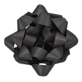 MECCANIXITY 8 Inch Large Gift Bow Glitter Self Adhesive Christmas Bows Black Gold for Gift Wrapping, Present Baskets, Party Decoration, Holiday, Wedding