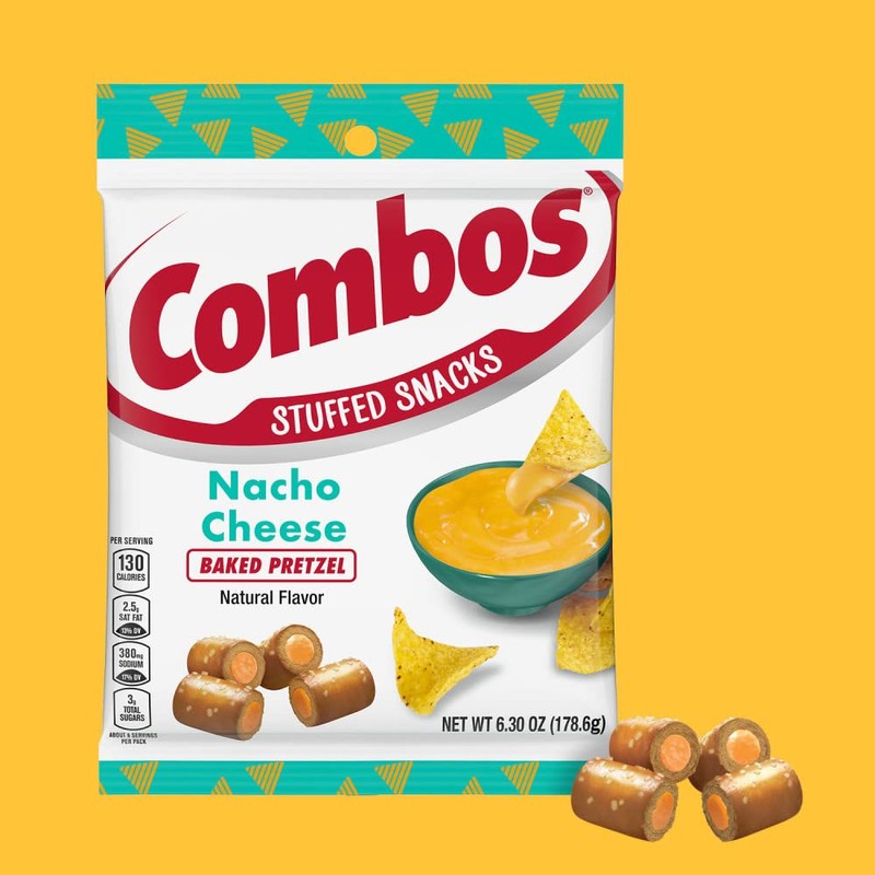 COMBOS Stuffed Snacks Nacho Cheese Baked Pretzel Snacks, 6.3 oz