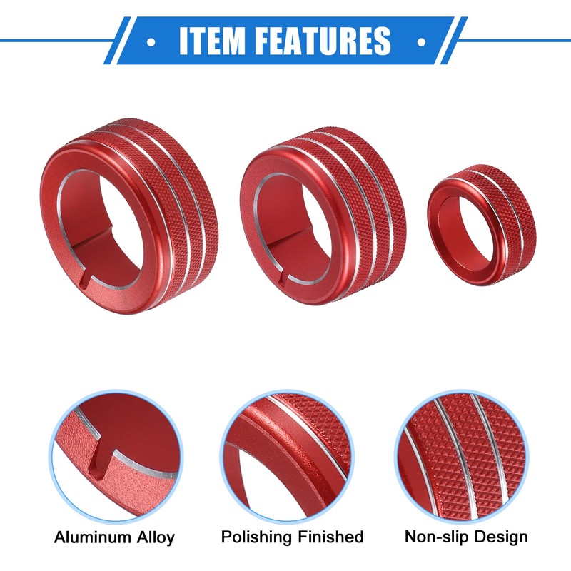 VekAuto 5 Pcs AC Climate Control Knob Rings Compatible for