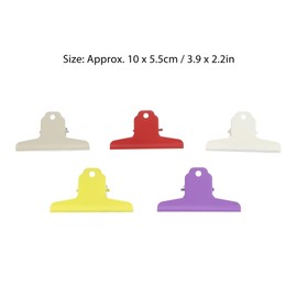 Pack of 5 Bulldog Clips, Small Clips, Metal Colour Hinge Clips for Labels, Photos, Bags, Shops, Office and Home Kitchen, 10 x 5.5 cm