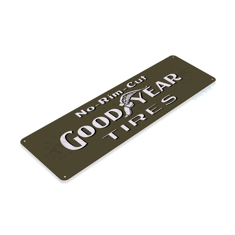 Tinworld Tin Sign: Goodyear Tires Rim Cut Garage Auto Shop
