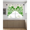 St. Patrick's Day Swag Curtain,Lucky Clover Leaves Seamless Kitchen Valances