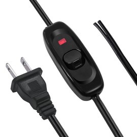 mankk Appliance Inline Cord Switch 250V AC 10A Inline Switch for Lamp 18AWG Black On Off Lamp Bulb Wall Line Button Control Switch with Red LED Indicator Light Cable Cord Plug GW320-X-BK