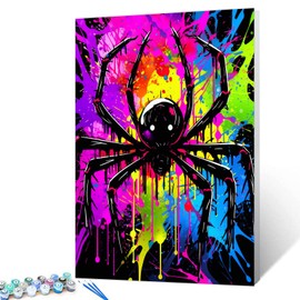 Tucocoo Paint by Numbers Black Spider 40x50cm Canvas DIY Digital Oil Painting for Adults with Brushes and Acrylic Pigments Colorful Graffiti Animal Picture for Home Decoration Gifts