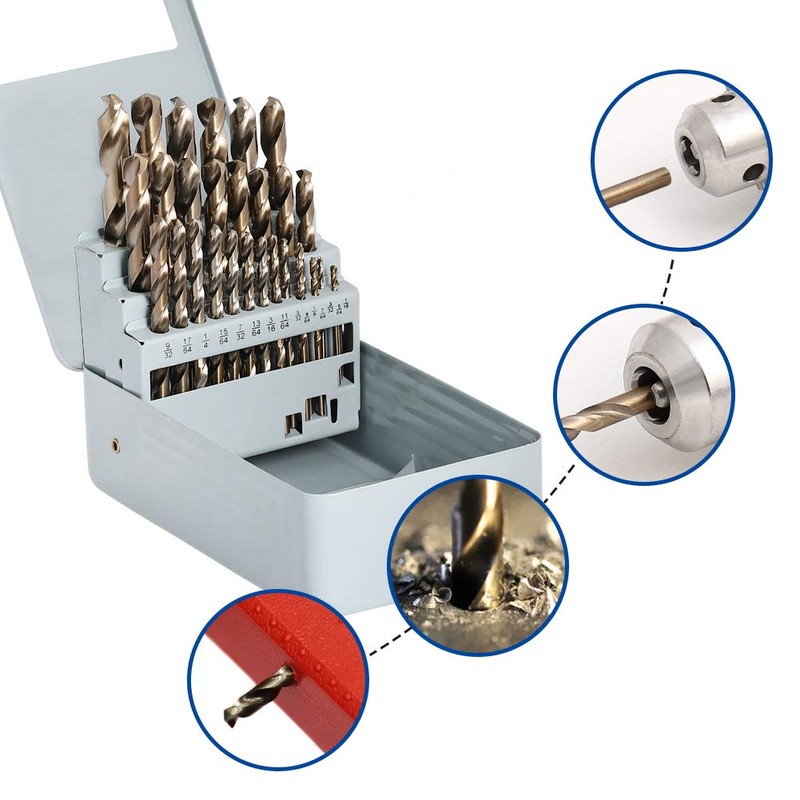 COMOWARE Cobalt Drill Bit Set- 29Pcs M35 High Speed Steel