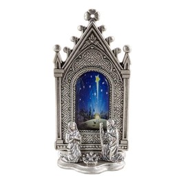 Eurofusioni Gothic Nativity Scene with Picture - Christmas Decoration - Silver-Plated Metal