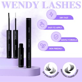 Lash Glue Lash Bond and Seal Waterproof for DIY Lashes Cluster 2 in 1 Long Lasting Strong Hold 72 Hours Individual Eyelash Glue (5ml Bond+5ml Seal)
