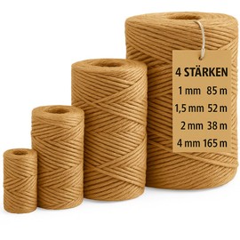 Naturell Jute Twine Various Sizes from 1 mm - 6 mm Large Selection 100 m 2250 m Roll Jute String for Packing, Gifts for Crafts, Floristry and Decor