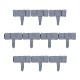 Relaxdays 10-Piece Border for Flower Beds, Stone Look, H x W: 10 x 25 cm, Lawn Edging for Plugging, Plastic, Grey
