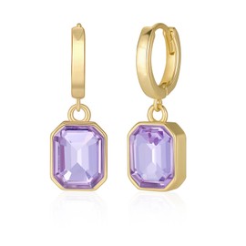 MESOVOR Crystal Earrings Hanging Gold Hoop Earrings, 14 Carat Gold-Plated Pendant Earrings for Women's Wedding Party, Gold-plated