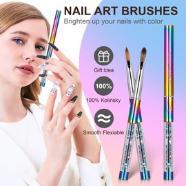 Shine Chance Acrylic Nail Brush Size 4, 100% Real Kolinsky Art Nail Brush for Acrylic Powder Application, Handmade Women Manicure Nail Extension Tool for Professional DIY Home Salon and Beginners