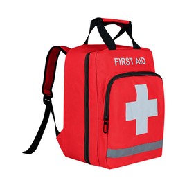 Jipemtra Red Emergency Bag First Aid Backpack Empty Medical First Aid Treatment First Responder Trauma Bags for Camping Cycling Outings Daycare