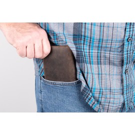 Theodore Men's Vintage Brown Leather Wallet - Top Grain Slim Bifold with 18 Card Slots, Bills Pocket, RFID Protection - Vertical Leather Wallet for Men