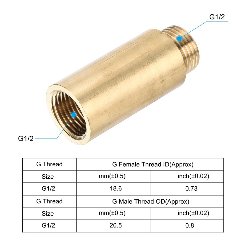 PATIKIL Shower Head Extension Arm, 2 Pack Brass G1/2 Male