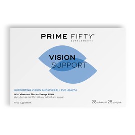 Prime Fifty Vision Support Eye Vitamins – Lutein & Zeaxanthin Supplement with Vitamin A, Zinc & Omega 3 DHA – Eye Care Lutein Supplement to Support Vision for Over 50s