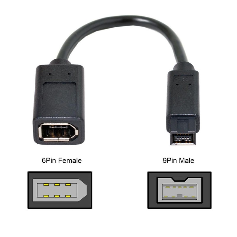 IEEE 1394 6Pin Female to 1394b 9Pin Male Firewire 400