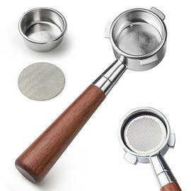 stochastic box 54 mm Bottomless Portafilter with Puck Screen, 3 Ears Espresso Portafilter Compatible with Breville Barista BES870XL Express Machines,Stainless Steel Porta filter and Rosewood Handle