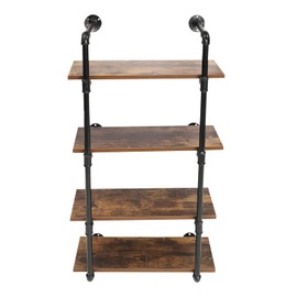 ZAWAYINE Pipe Floating Shelves Industrial Pipe Shelves 4 Tier Rustic Wall Mount Bookcase Metal Bracket Storage Wall Shelf for Bedroom Kitchen Living Room Bathroom (24 inch)