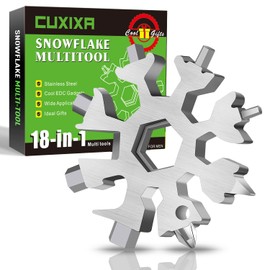 CUXIXA Stocking Stuffers for Men, 18 in 1 Snowflake Multi Tool, Stainless Steel Snowflake Multitool, Cool Gadgets for Outdoor Travel Camping Daily Silver