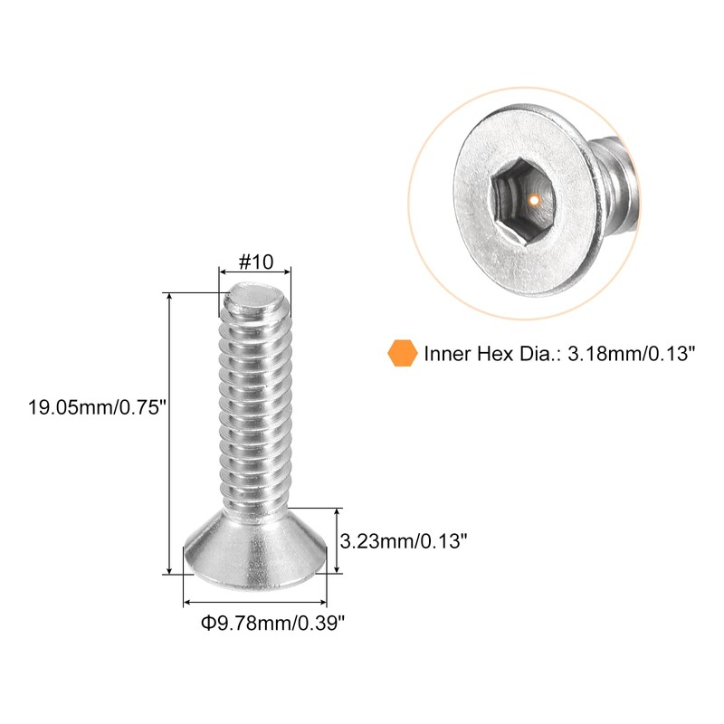 QUARKZMAN #10-24x3/4 Inch Flat Countersunk Socket Cap Screws 10 Pieces
