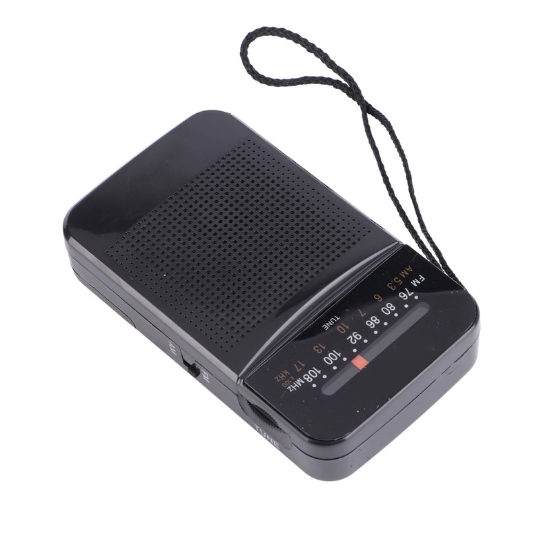 Portable AM FM Radio Black Color Headset Pluggable Built in