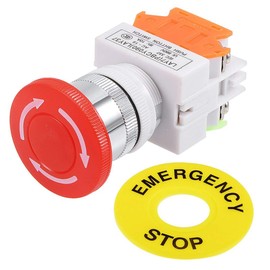 AC660V 10A - Interruptor de botón de parada de emergencia con concha de plástico rojo