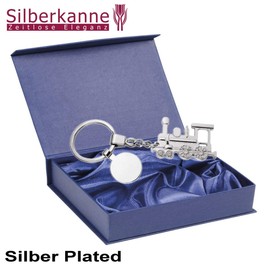 SILBERKANNE Key Ring with Engine and Chip 11 x 3.5 cm Premium Silver Plated Elegant Silver-Plated Ready to Give as a Gift with Stylish Gift Packaging, silver