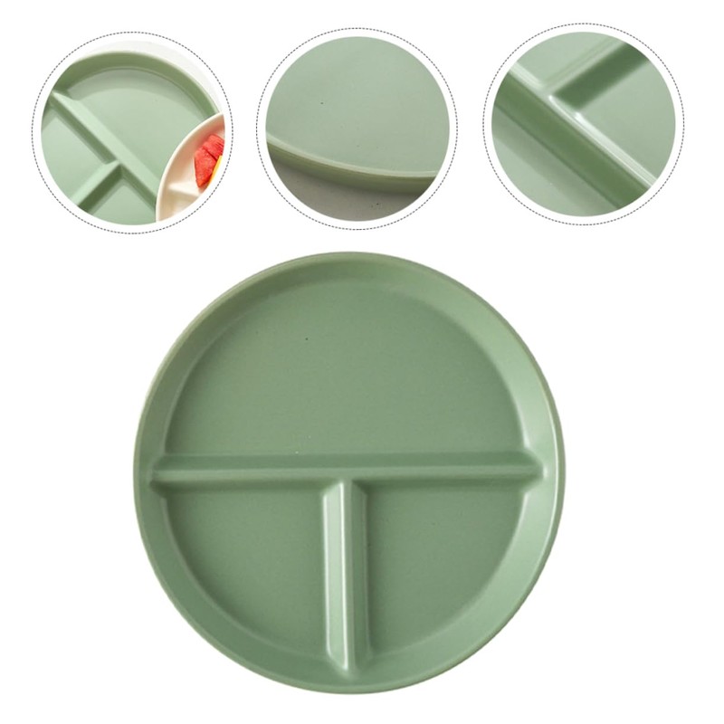 Housoutil Ceramic Divided Plate for Adults Three-Compartment Portion Control Dish