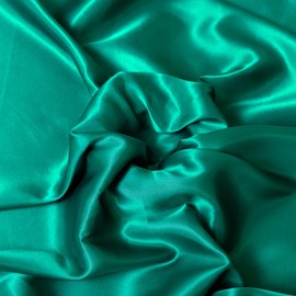 Satin Fabric by The Yard ，60 Inch Wide ，Soft Charmeuse Silk Satin Fabrics for Sewing,Wedding Dress,DIY Craftings, Costumes,Draping,Table Runner,Cloth Napkins (Green, 1yard)