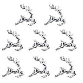 EUYuan 8pcs Christmas Napkin Rings Silver Napkin Holders Buckles for Christmas Dinners Parties, Everyday Home Table Decoration Accessory (Reindeer)