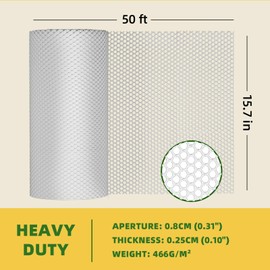 15.7IN x 50FT White Plastic Mesh Fencing Roll for Chicken Dogs Rabbit Snake Poultry Barrier Gardening, Wire Mesh Netting Fence for Balcony Garden Pet Enclosure Plant Support Landscape DIY Project