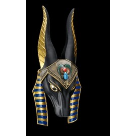 Figuren Shop GmbH Wall Relief - Anubis Mask | Egyptian Wall Decoration | Hand Painted