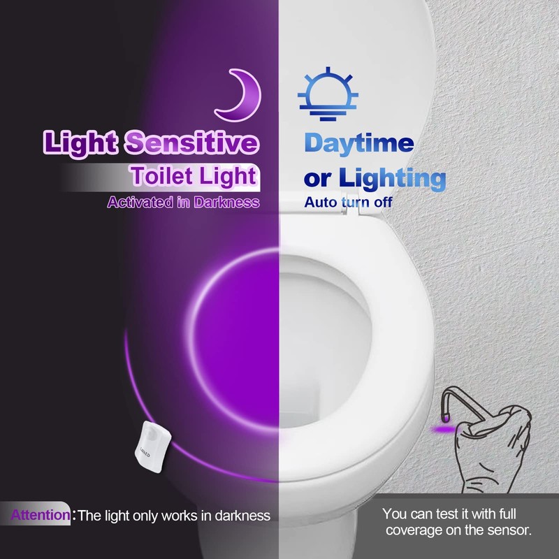 LAVAED Toilet Light Motion Sensor 8 Colors Changing,LED Glow Bowl