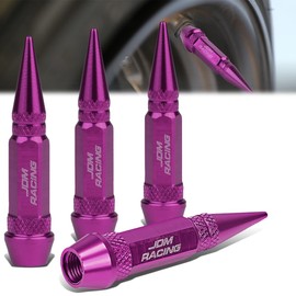 4Pcs 60mm Polished Aluminum Tire Rim Valve Air Port Dust Cover Stem Caps, Anodized & Powdercoated, Spiked Head Style, Purple Color