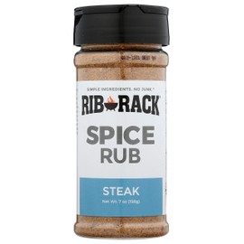 Rib Rack Dry Spice Rub - Steak, 7.0 oz. - Meat Seasoning for BBQ, Grill, Smoker - All Natural Ingredients (Packaging May Vary)