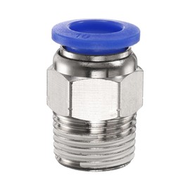 sourcing map 10pcs Push to Connect Fitting 10mm Tube OD x 3/8" NPT Thread Male Straight Quick Connector Copper Air Line Hose Fittings for Industry Air System PC10-N03, Blue