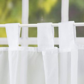 Elbersdrucke Basic 00 Bistro Curtain, White, Transparent, 48 x 140 cm, Short Curtain for Kitchen, Living Room, Bathroom, Kitchen Window, Privacy Screen, 196073