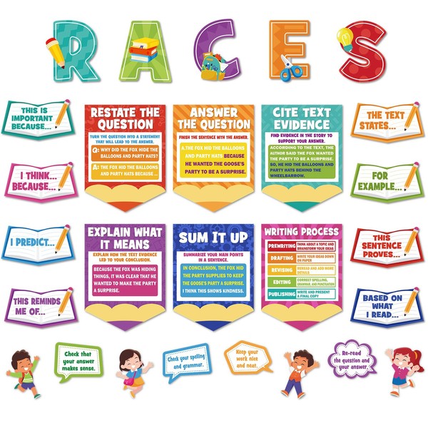 Chiisong 27 Pcs Races Writing Strategy Bulletin Board Set Writing