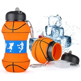 Botella de agua plegable de Basquetbol,Botella Plegable para Viaje, Libre de BPA, para Niños, Adolescentes, Adultos para Viaje, Regalo de Navidad, Cum