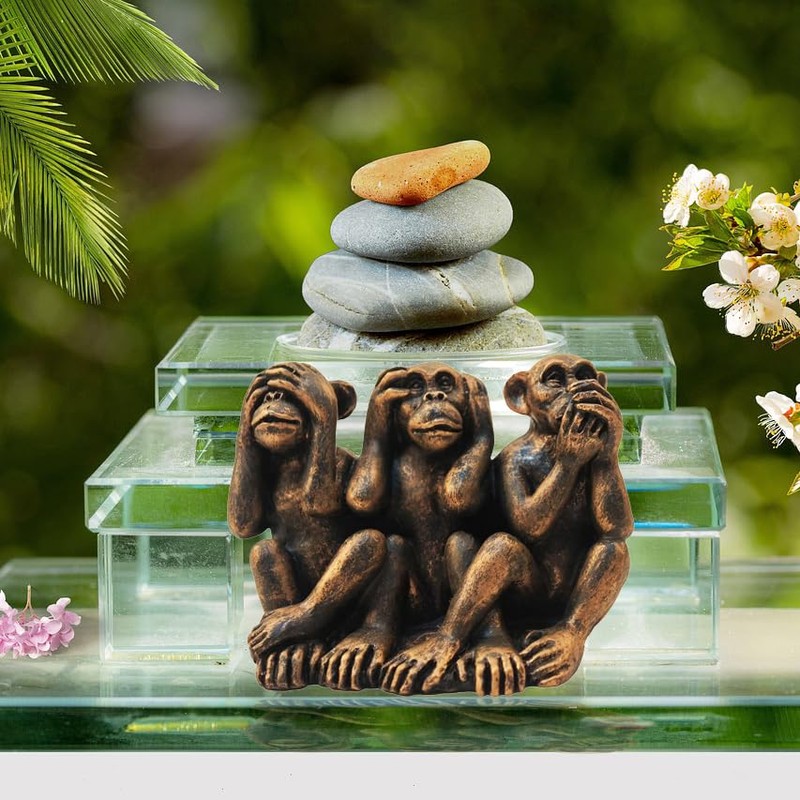ENNAS Three Wise Monkeys Statue, See No Evil Hear No