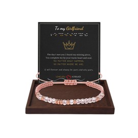 Morse Code Bracelet for Women Love Bracelet Pink Braided String Bracelets Morse Code Beaded Bracelets Birthday Jewelry Gifts for Girlfriend/Mom/Daughter