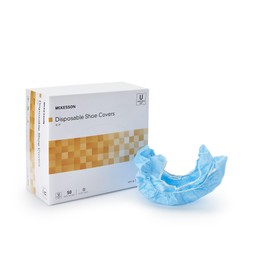 McKesson Shoe Covers for Painting, Construction, Disposable - Universal, Shoe High, Elastic Closure, Non-Skid Sole, Non-Sterile - Blue, One Size Fits Most, 300 Pairs